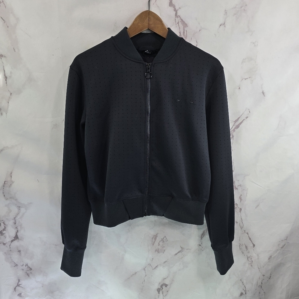 The Upside Jacket Womens XS US 4 Black Bomber Zip Perforated Active Laser Cut